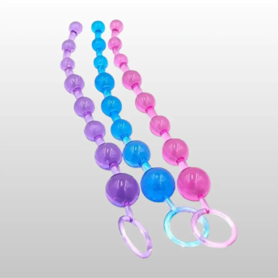 Three colorful beads with rings