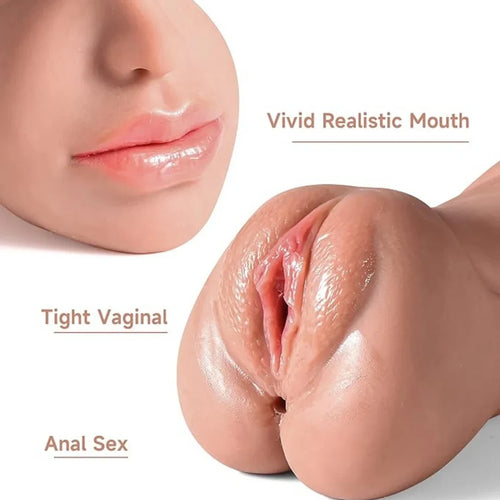 Close-up of a 3 in 1 masubator for men mouth, anal, and ass hole