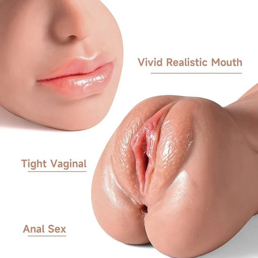 Close-up of a 3 in 1 masubator for men mouth, anal, and ass hole