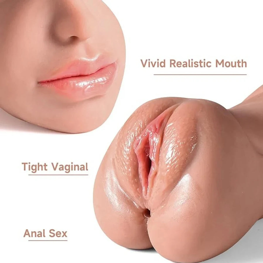 Close-up of a 3 in 1 masubator for men mouth, anal, and ass hole