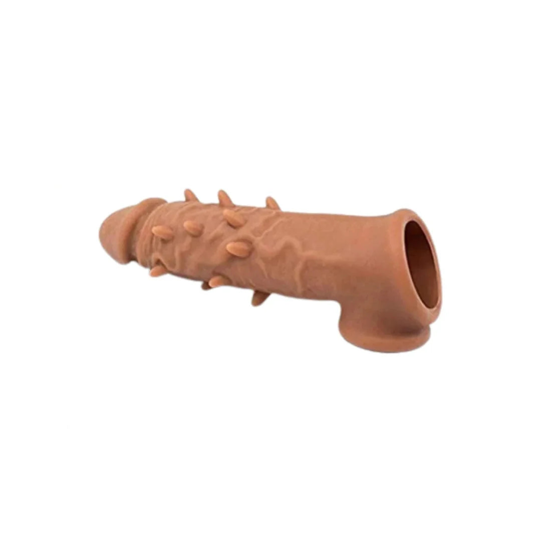 brown-colored sleeve with textured surface on a white background