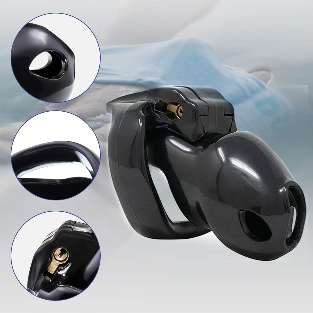 Black Acrylic Chastity Cage with Base Rings