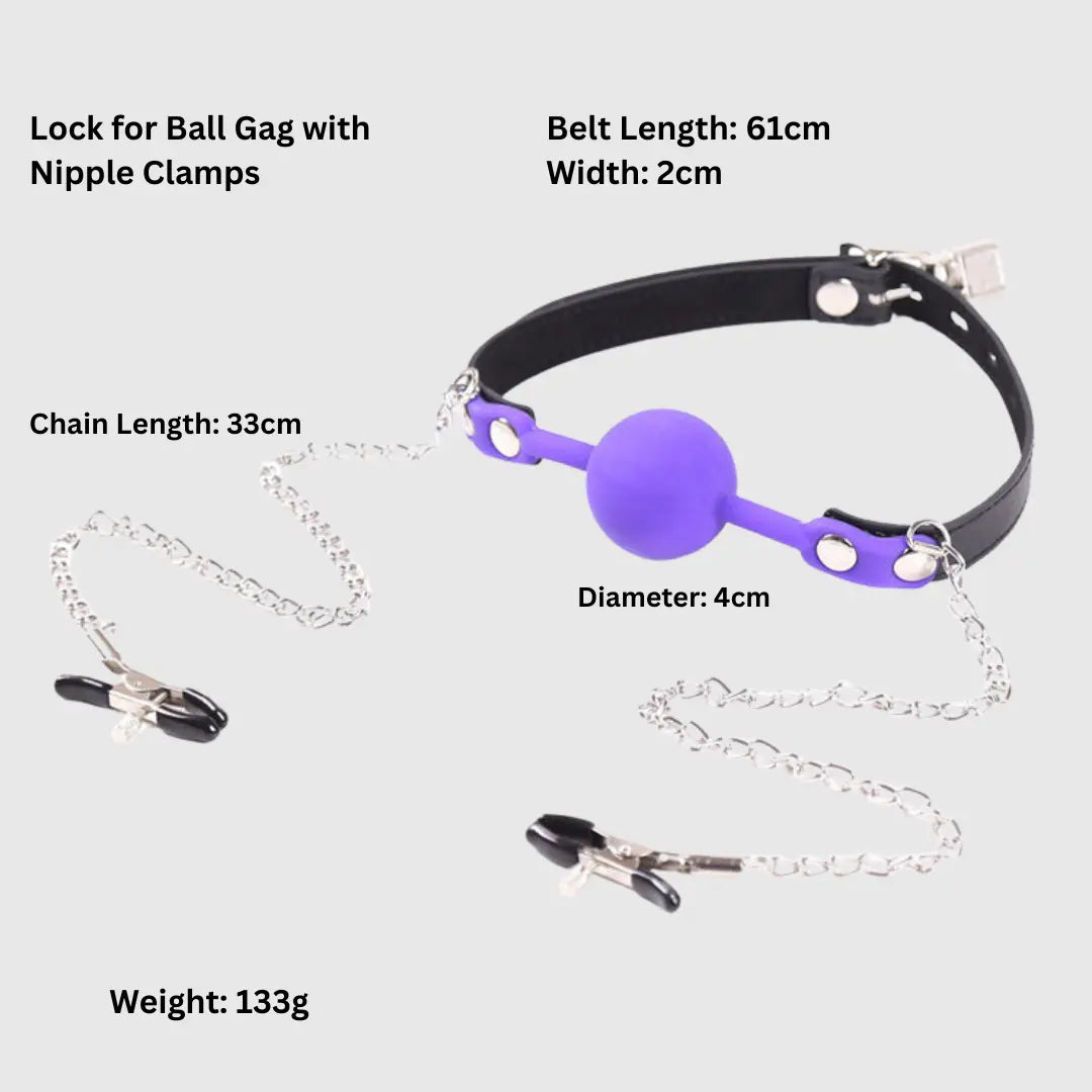 Open Mouth Gag with Nipple Clamp Sex Toys