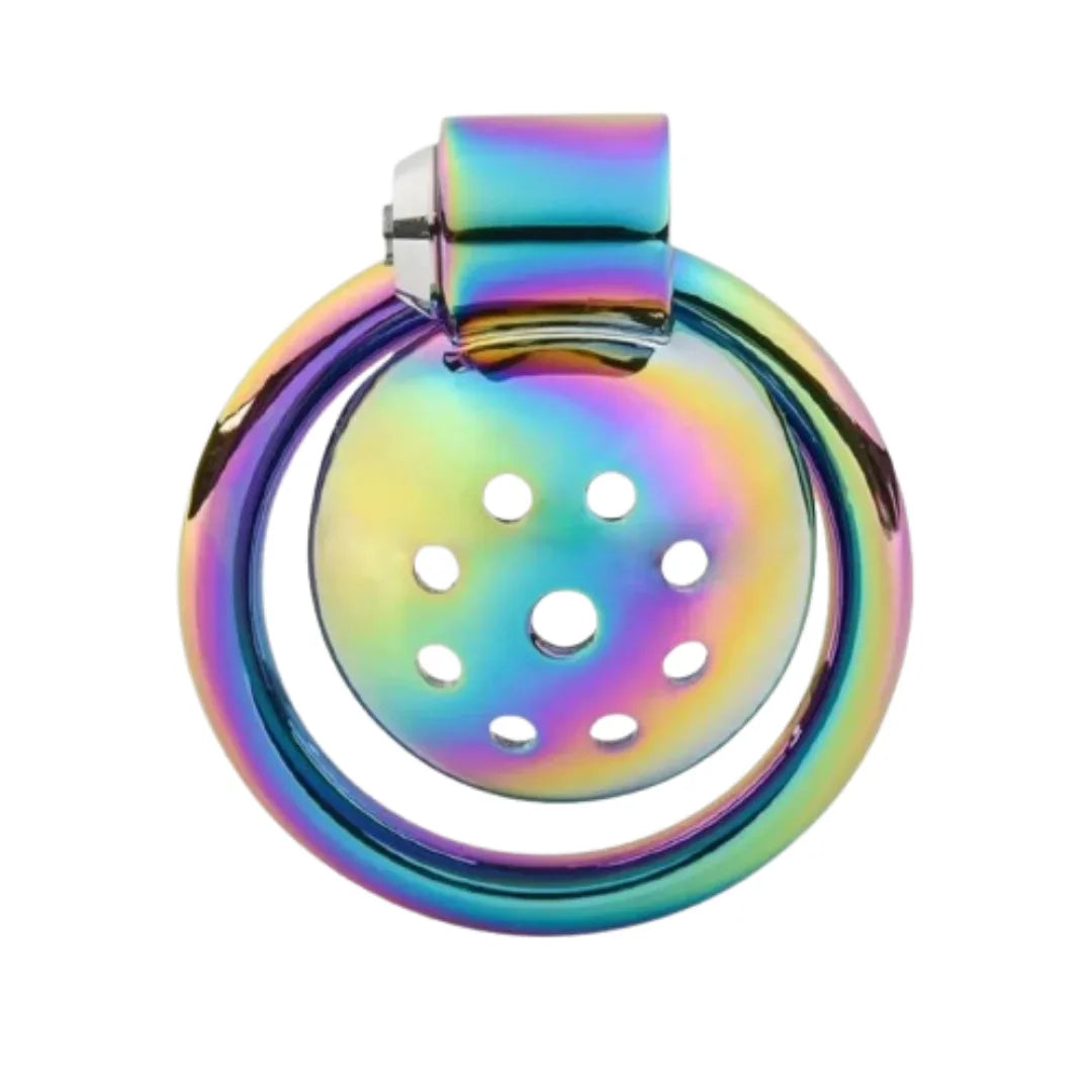 Multicolored Chastity cage on a white background
