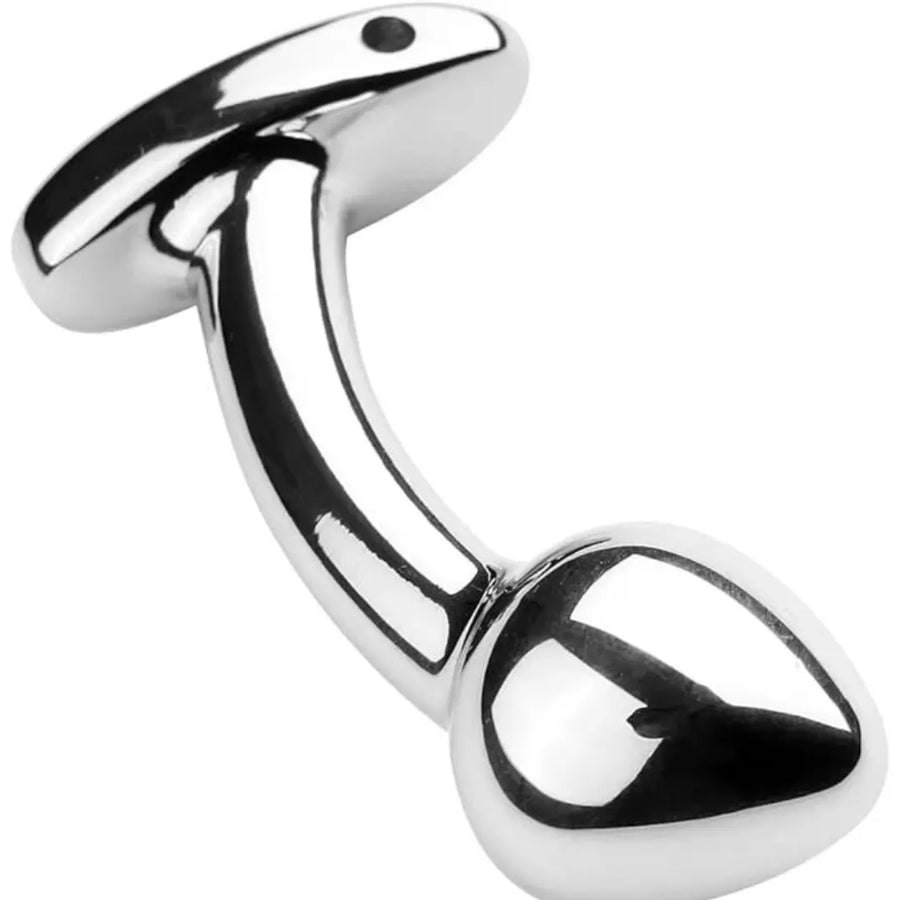 Metallic anal plug on a white background