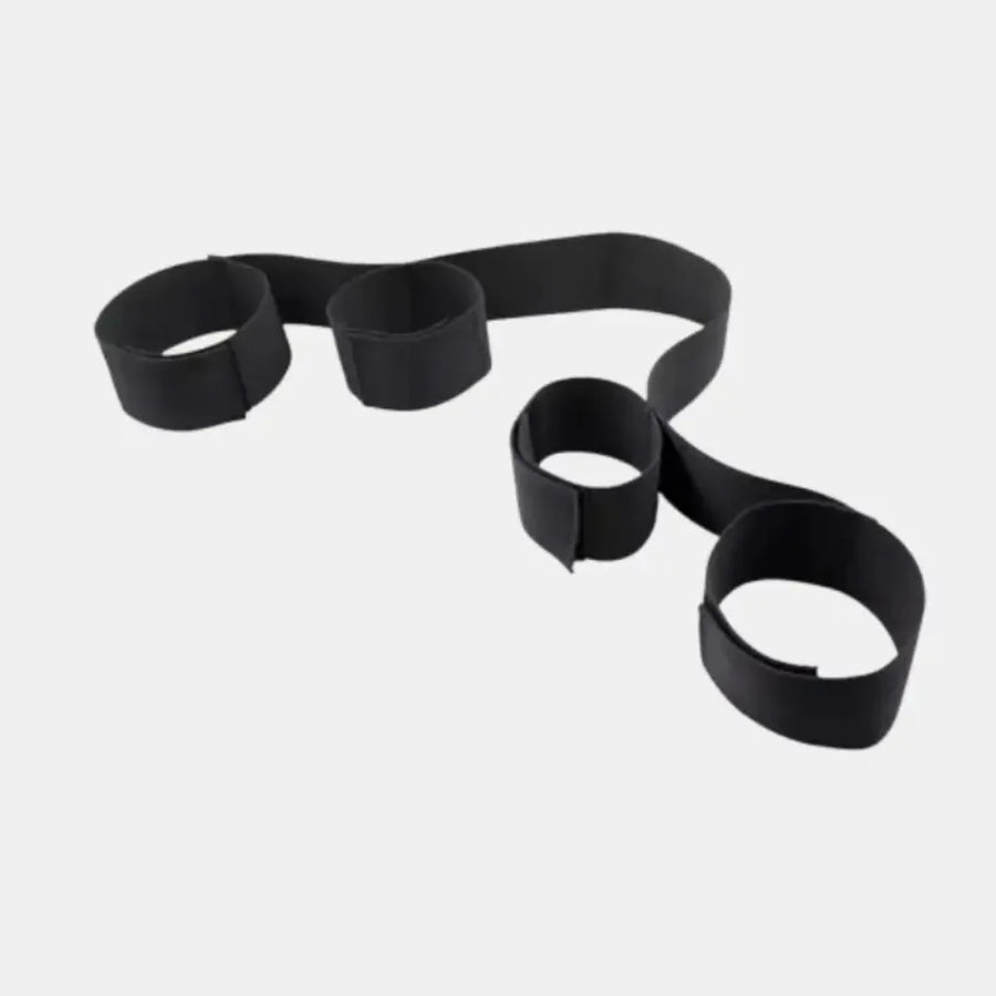 Black resistance band on a white background