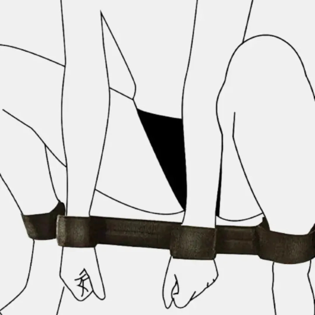 Illustration of a person wearing a black belt with a small logo on a white background