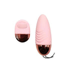 Pink and rose gold egg vibrator on a white background