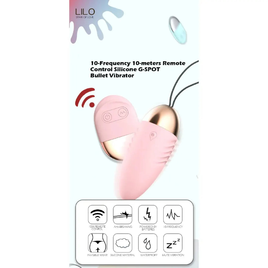Pink and gold G-Spot vibrator with remote control on a white background