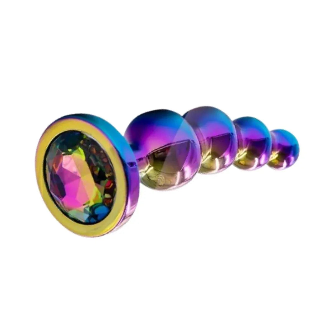 Multicolored anal bead on a white background