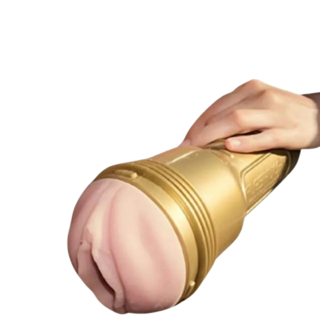 Golden masturbator on a white background