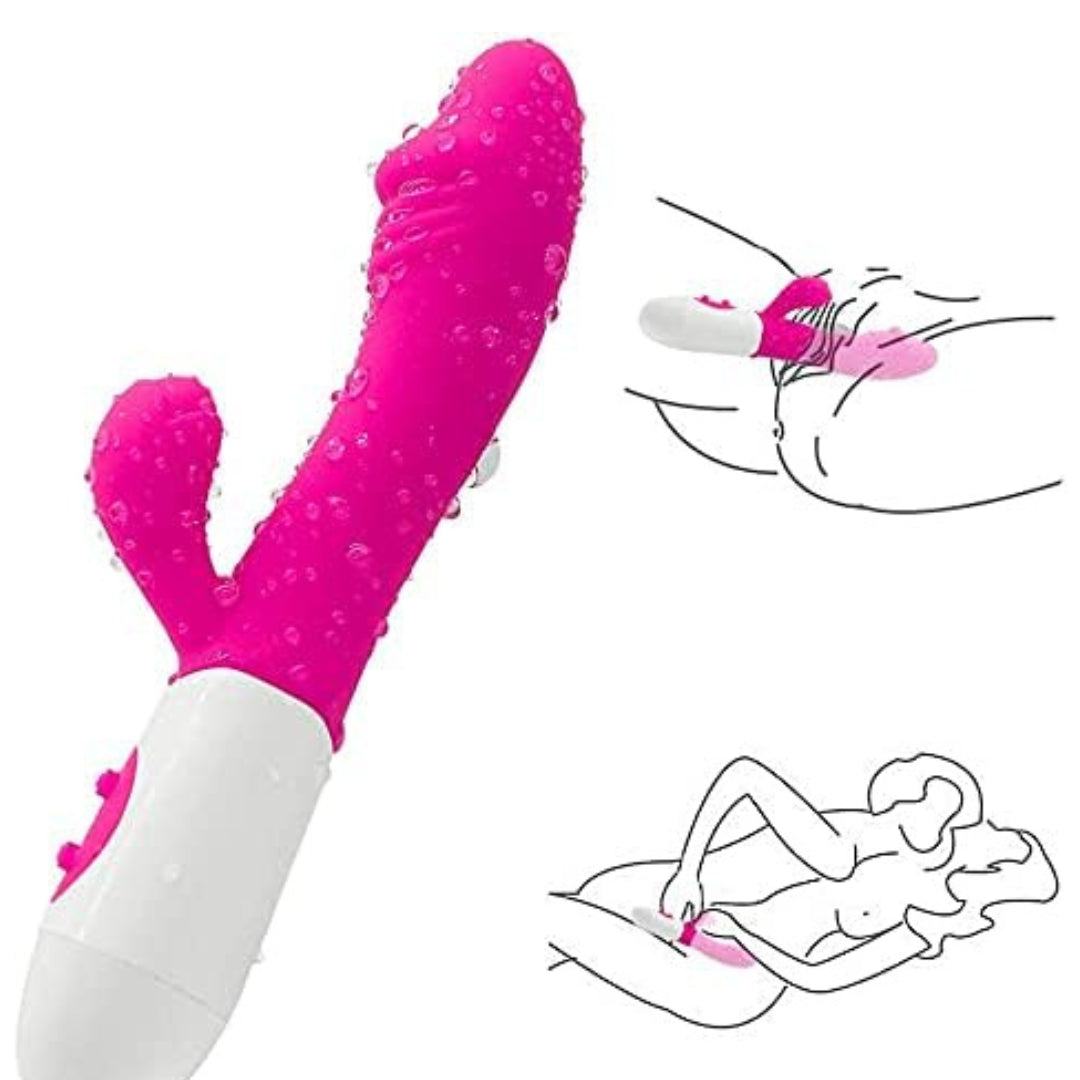 Pink and white rabbit vibrator  on a white background