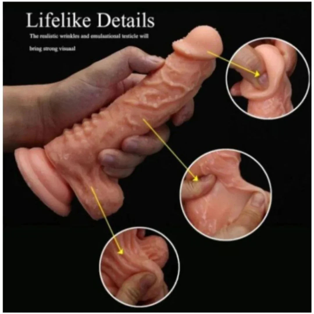 Product with lifelike details held by a hand, shown against a black background.