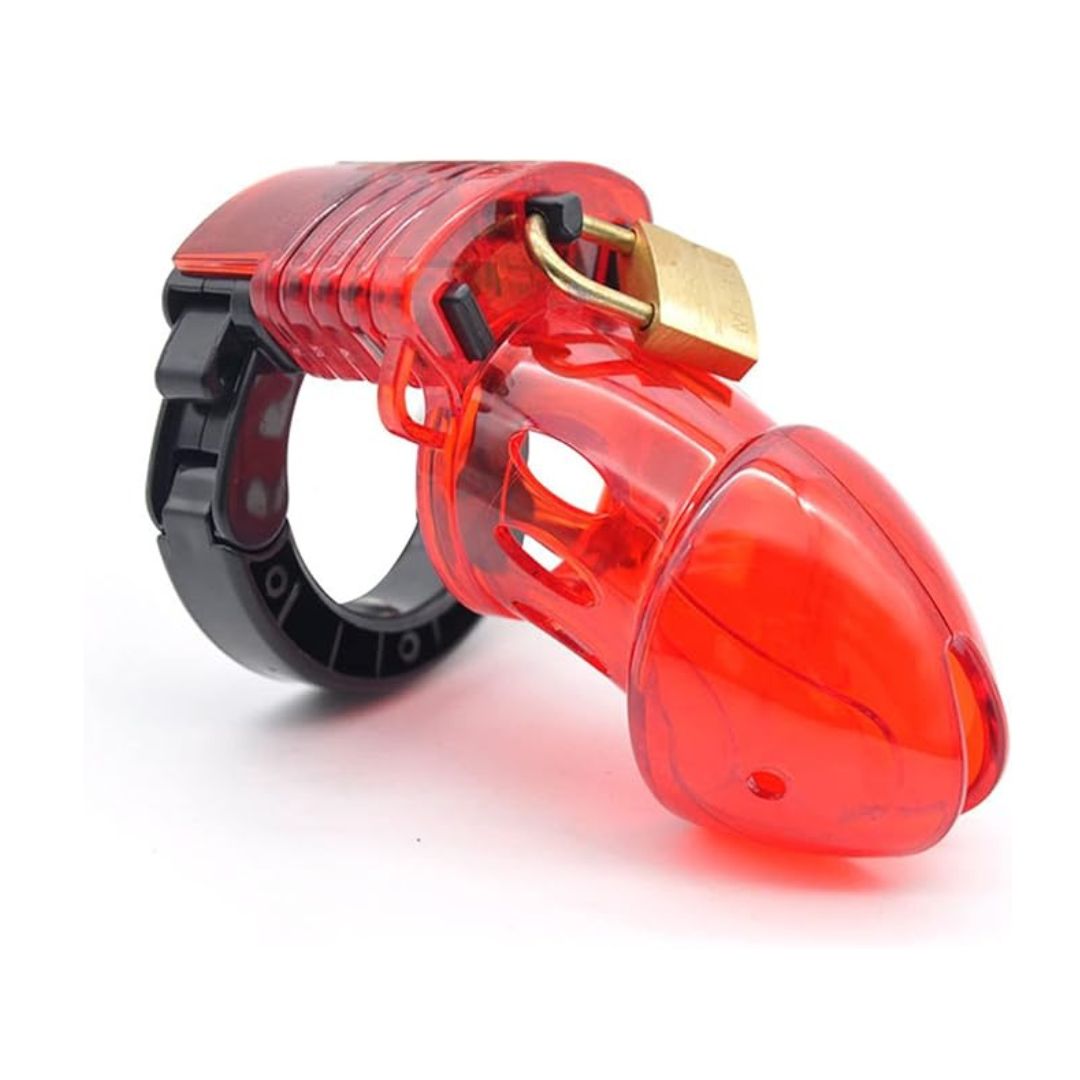 Red Plastic Chastity Cage Device