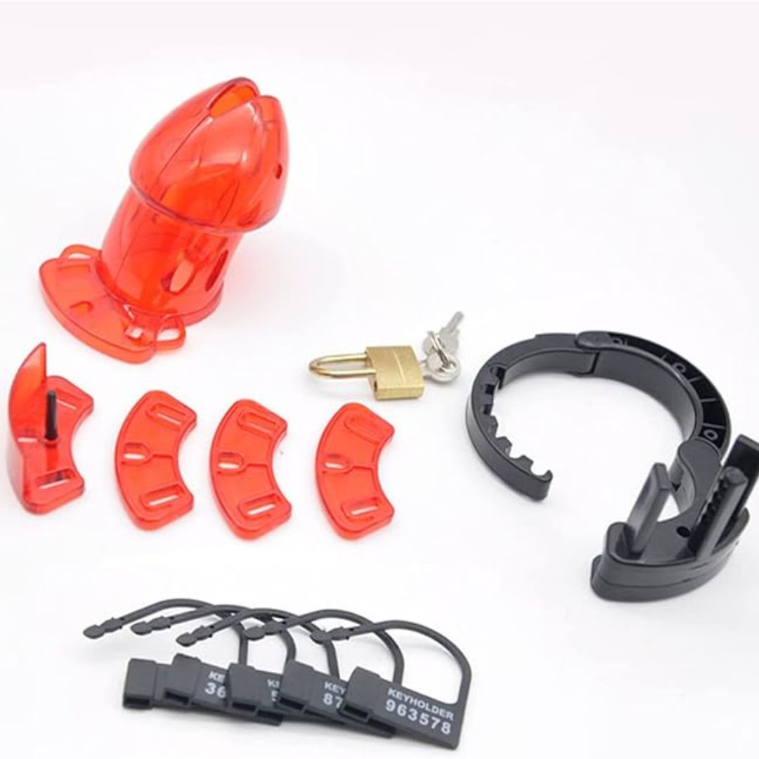 Red Plastic Chastity Cage Device