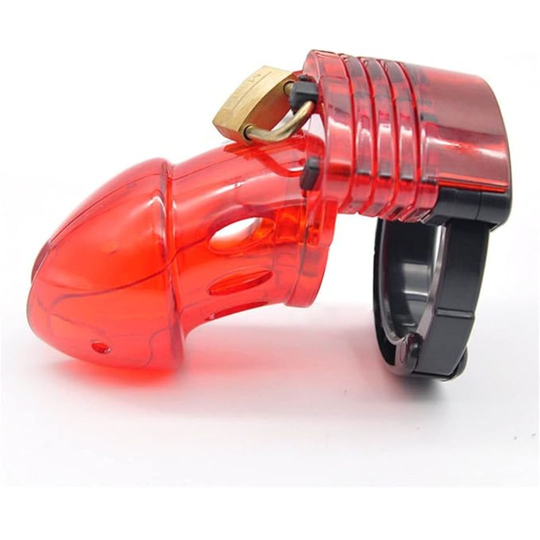 Red Plastic Chastity Cage Device