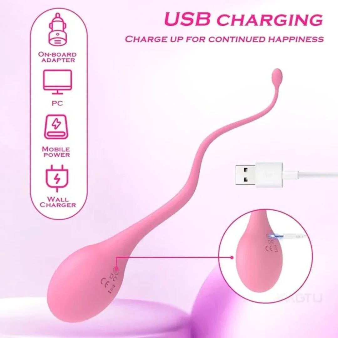 Pink Vibrator charging device with charging options on a pink background