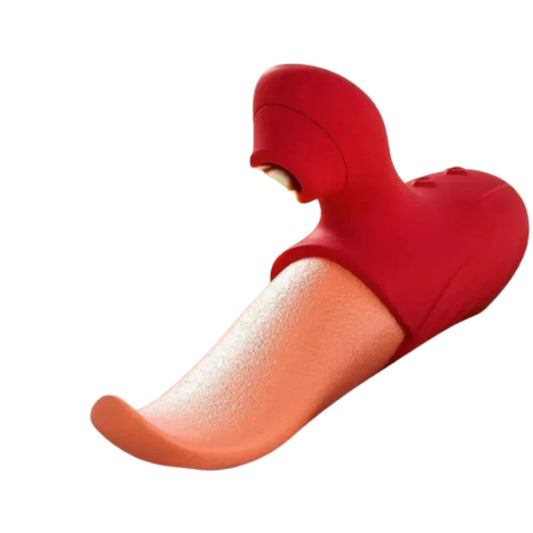 Red and orange pussy licker on a white background