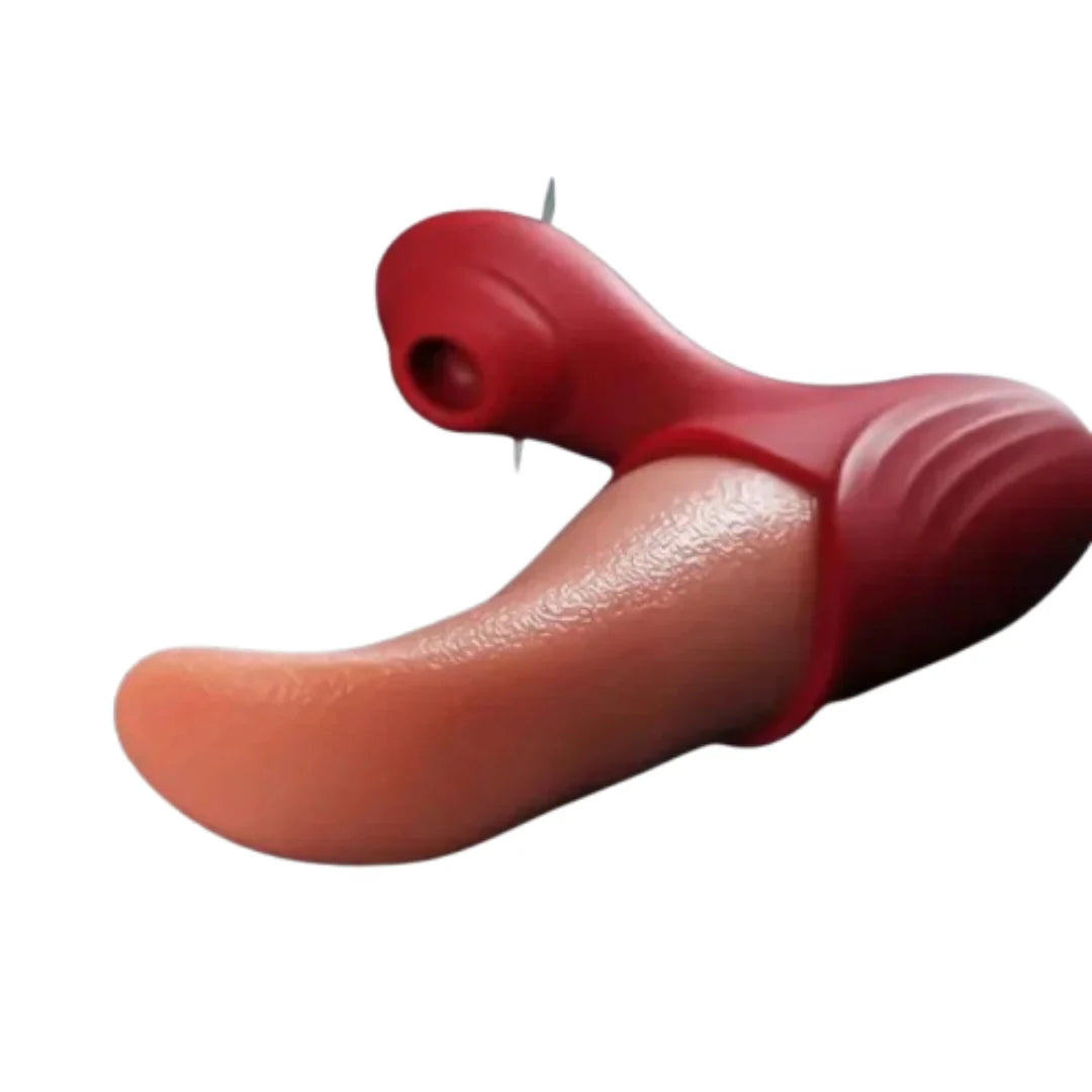 Red and brown pussy licker on a white background