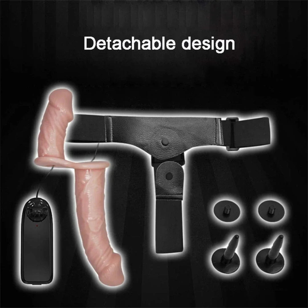 Diagram of a detachable design with a belt and attachments on a black background.