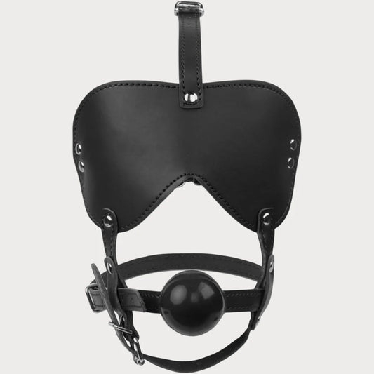 Blindfold Harness & Ball Gag Leather Restraints