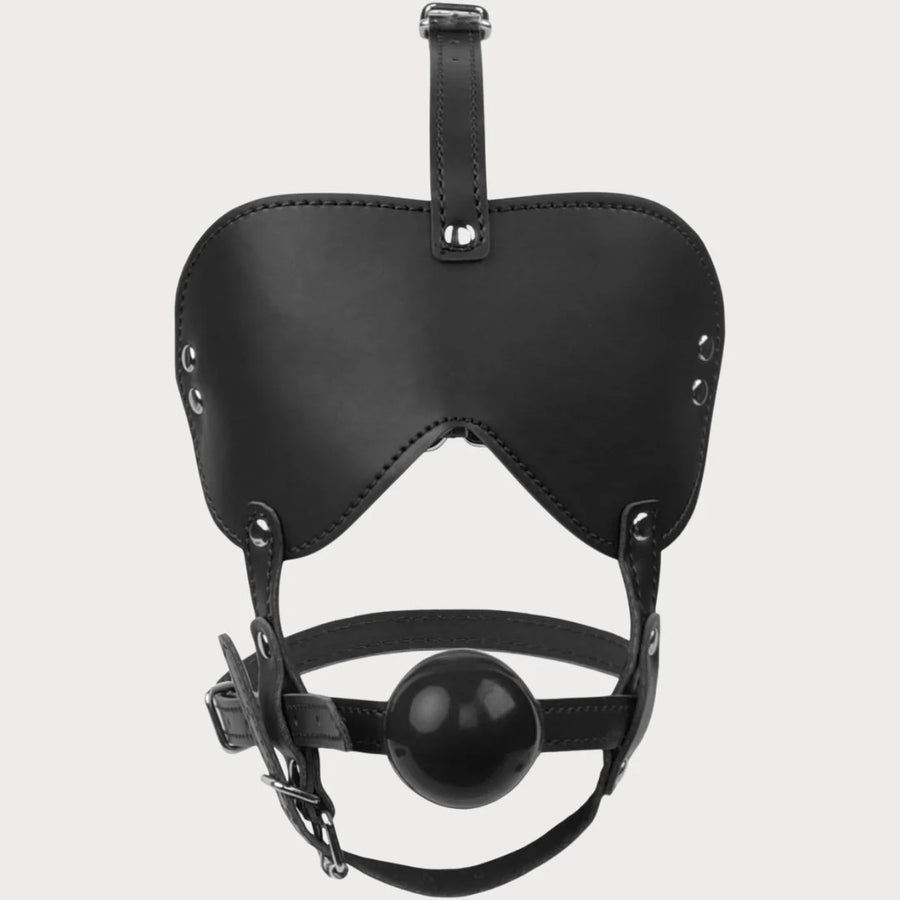 Blindfold Harness & Ball Gag Leather Restraints