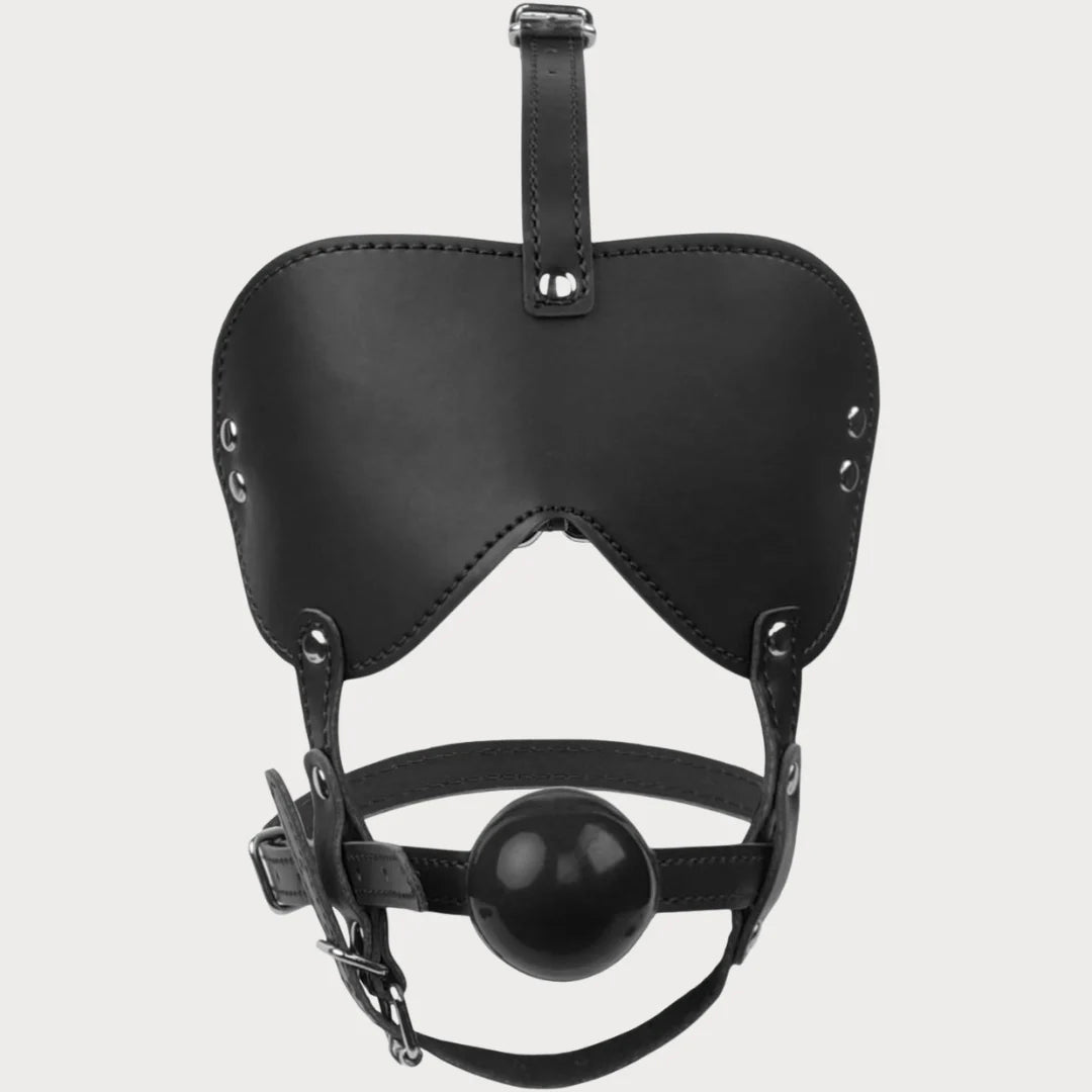 Blindfold Harness & Ball Gag Leather Restraints