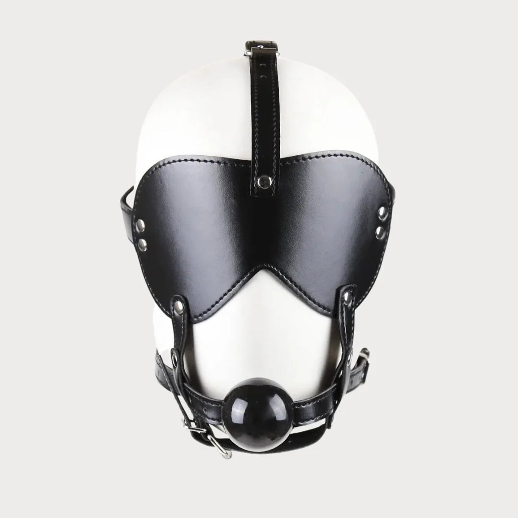 Blindfold Harness & Ball Gag Leather Restraints