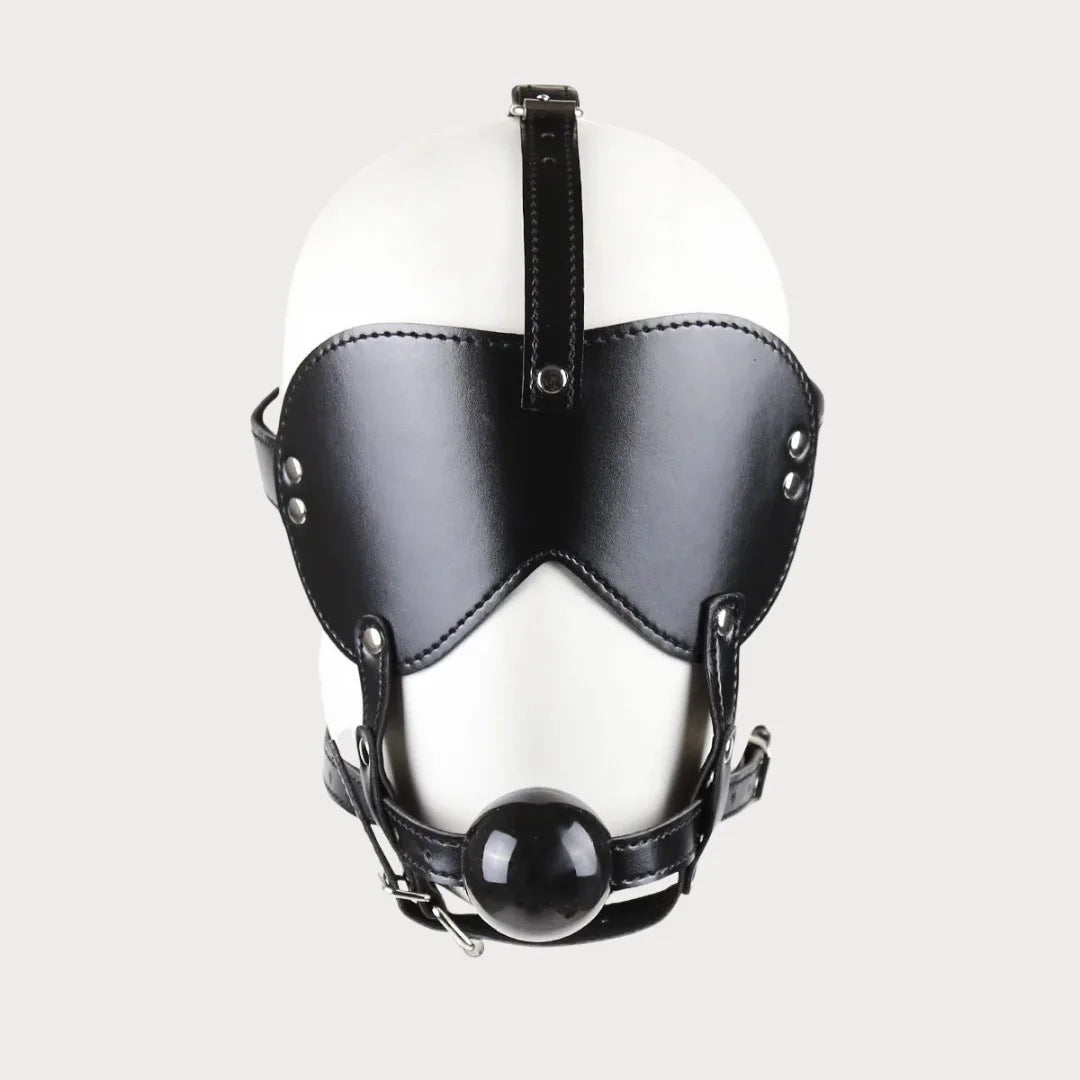 Blindfold Harness & Ball Gag Leather Restraints