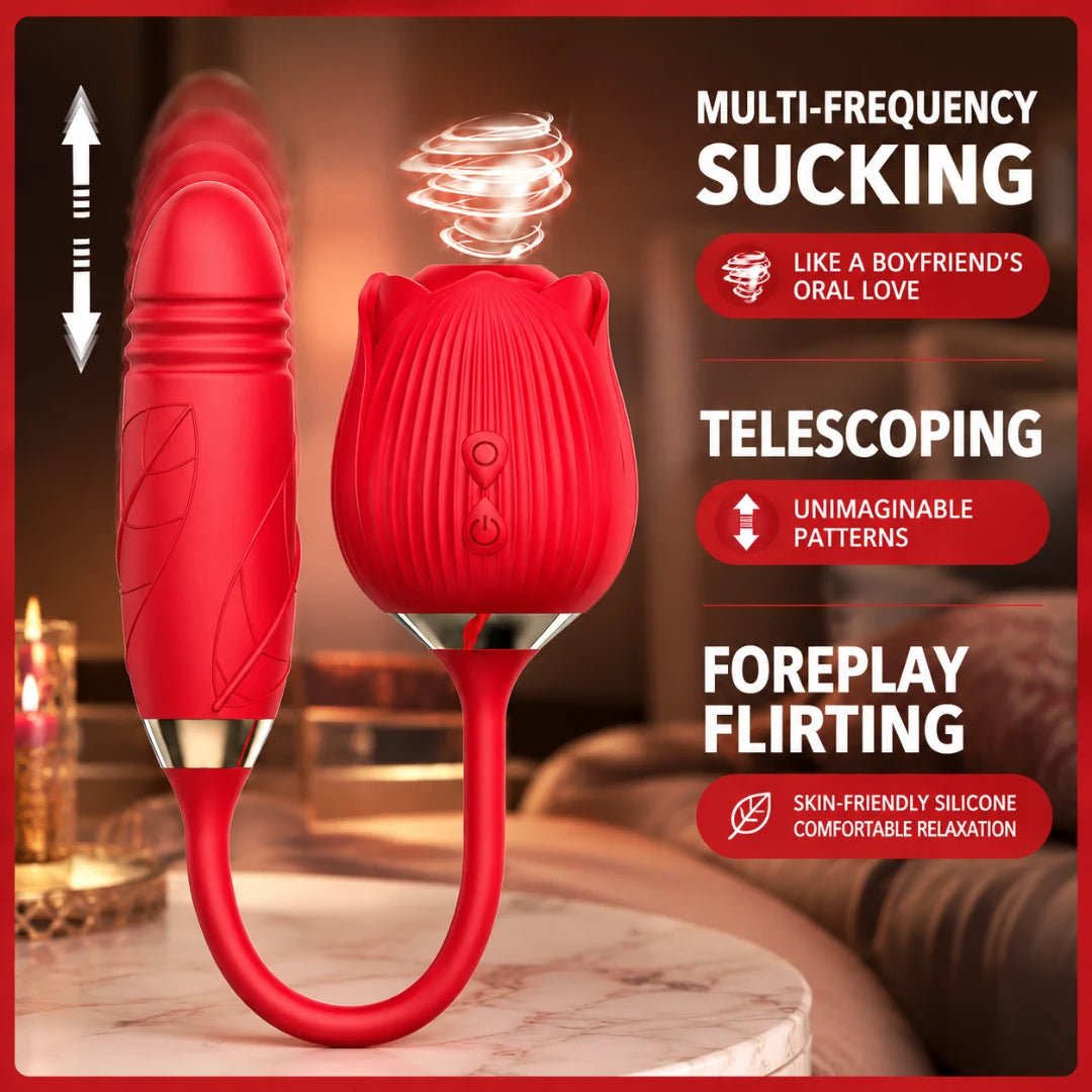 Rose Tongue Licking Retractable Vibrating Egg