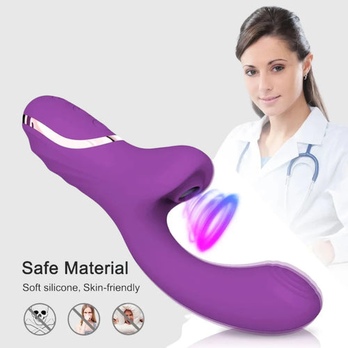 10-Speed G-Spot Vibrator with Clitoral Suction Stimulator