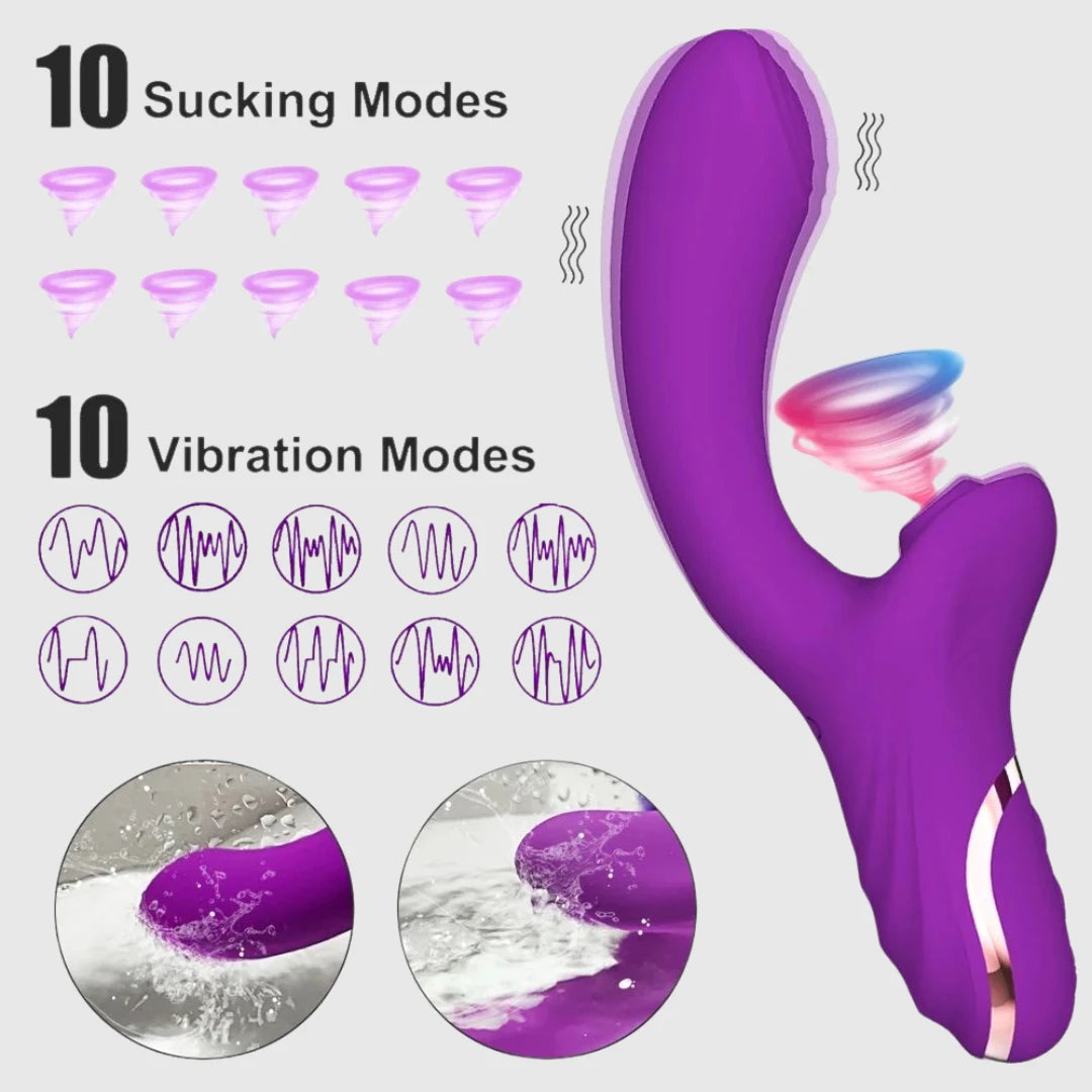 10-Speed G-Spot Vibrator with Clitoral Suction Stimulator