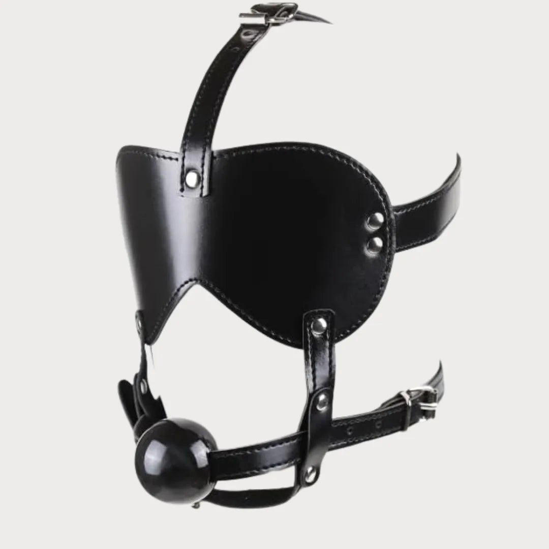 Blindfold Harness & Ball Gag Leather Restraints