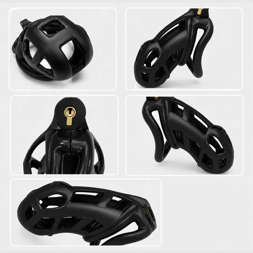 Black 3D Cobra Chastity Device with Secure Locking System