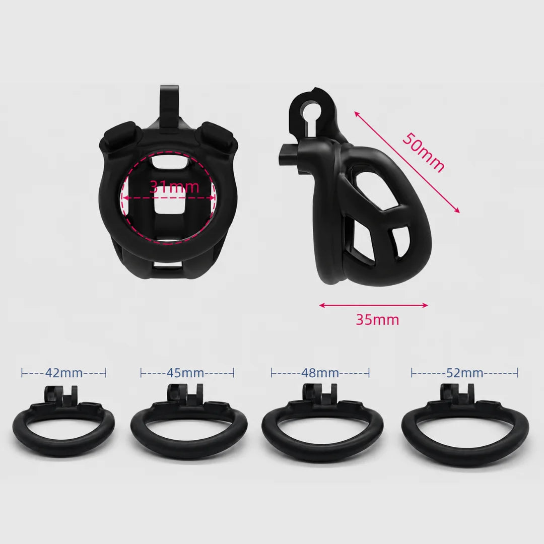 Black 3D Cobra Chastity Device with Secure Locking System