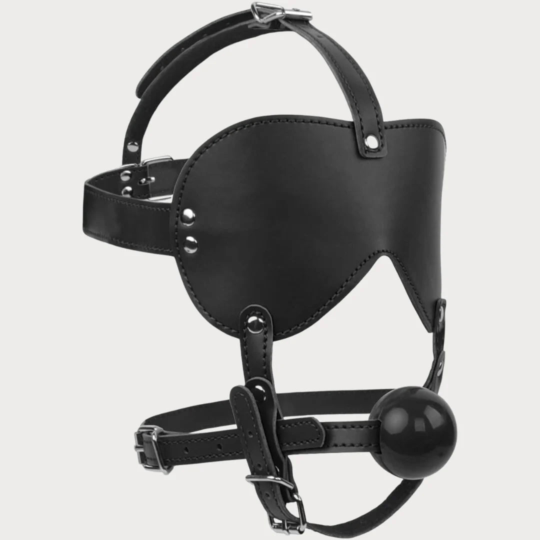 Blindfold Harness & Ball Gag Leather Restraints